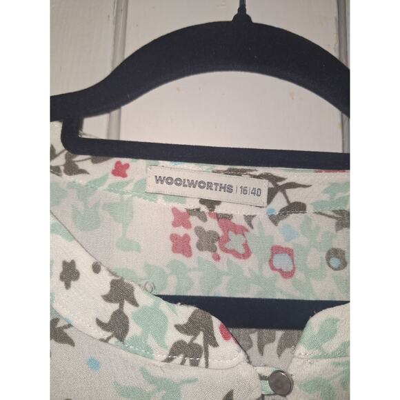 Woolworths Floral Rolltab Longsleeve Large Top Blouse Lightweight Breathable - Picture 4 of 5